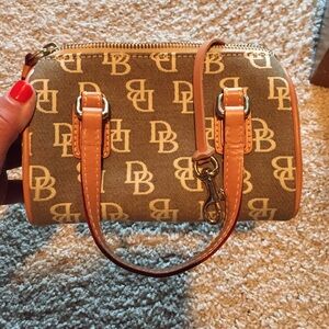 Dooney & Bourke Brown and Tan Logo Satchel